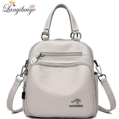 Casual Lady Large Capacity Backpack High Quality Pu Leather Backpacks School Bags for Teenagers Girls Multifunction Shoulder Bag