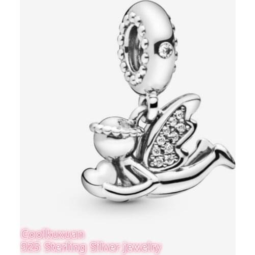 Winter 100% 925 Sterling Silver Angel of Love Dangle Charm beads Fits Original Pandora bracelets Jewelry Making