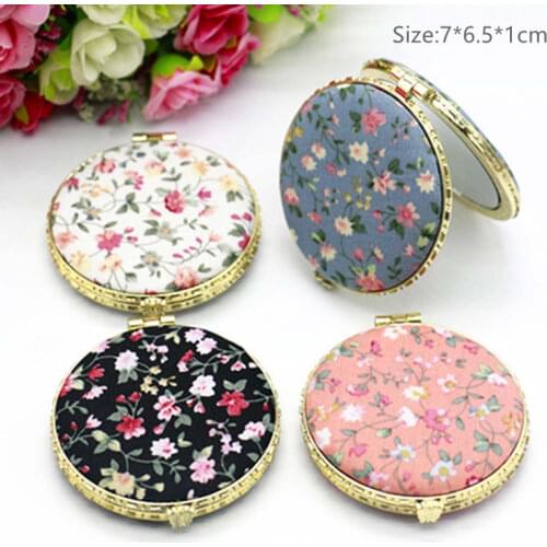 1pc Mini Flower Mirror Portable Two-side Folding Make Up Mirror For Women