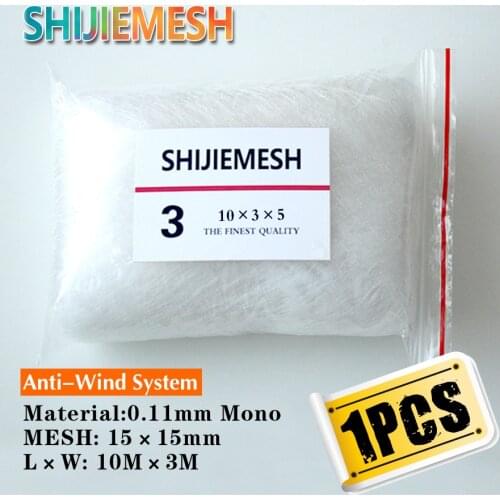 Huge Pockets 10M x 3M 15mm Hole Orchard Garden Anti Bird Net White Nylon mono 0.11mm Knotted Mist Net 1pcs