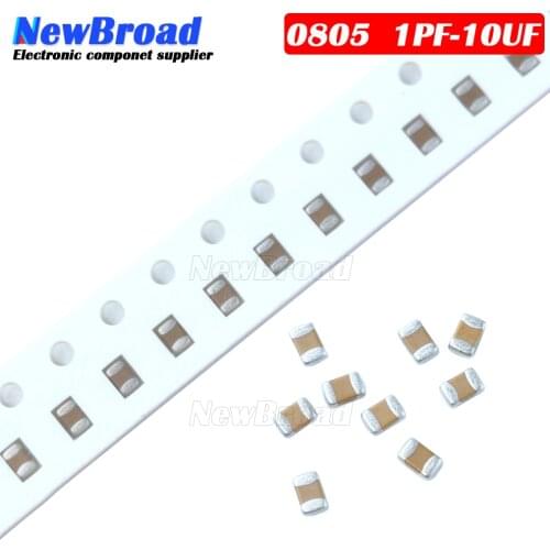 100PCS 0805 smd capacitor ceramic 1PF-10UF 20PF 220PF 330PF 680PF 4.7NF 22NF 33NF 10NF 220NF 1UF 2.2UF 4.7UF 10UF capacitors