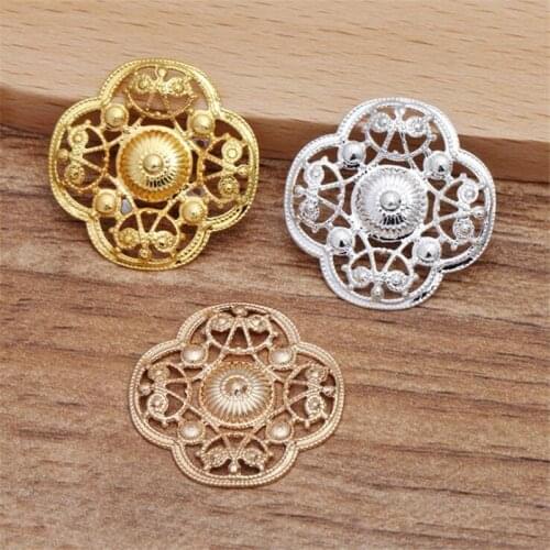 SIXTY TOWFISH 20 Pieces 21mm DIY Jewelry Accessories Handmade Materials Charms Brass Flower Filigree Flower Slice