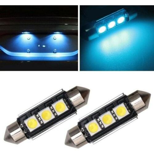 1x36mm 6411 Car LED License Plate Light Lamp Bulbs Car Bright 6418 5050 LED 12V Car Ice Bulbs 3W Blue Accessories Lights C5 S7J0