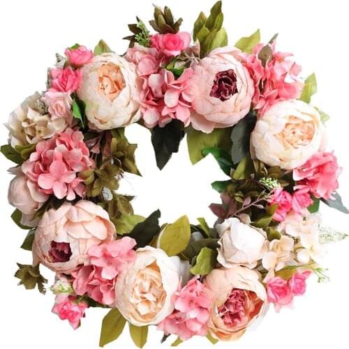 50CM Easter Wreath Eggs Rattan Wreath Manual Artificial Flower Garland Home Window Front Door Wreath Easter Decoration Supplier
