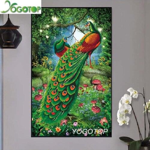Large 5d Diy Diamond Embroidery Peacock Animal Home Decoration Full Mosaic Diamond Painting Cross Stitch Kits mushroom YY2058