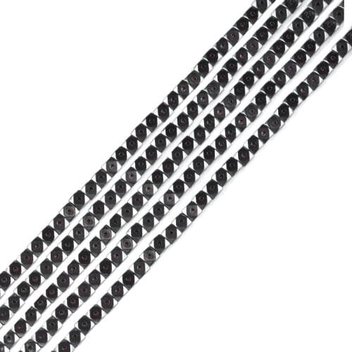 Nature stone Black Hematite Beads 4mm 96Pcs Cube Faceted shape Loose Beads For DIY Jewelry Necklace Bracelet Making Accessories