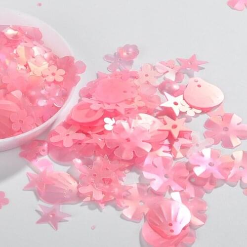 10g/Pack Matte Pink Mix Flower Plum Star Shell Shapes PET Flake Cup Loose Sequins Paillettes Sewing Accessories&Wedding Confetti