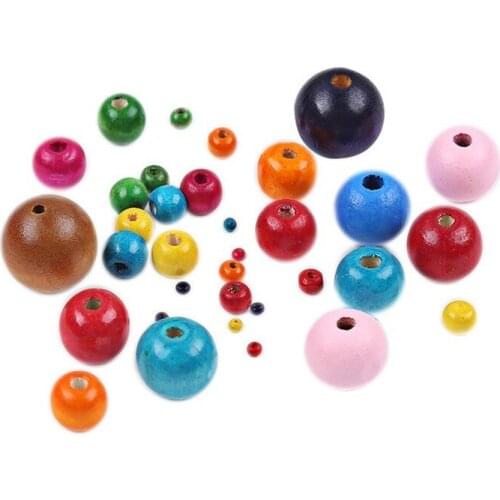 6-25mm Wood Bead for Craft Christmas Garland Beads Farmhouse, Natural Wooden Handmade Polished Spacer Colorful Bead for DIY