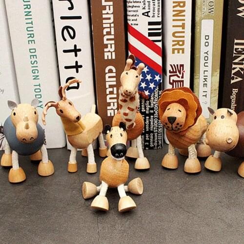 Childrens wooden simulation three-dimensional wild animal toy model mini doll home desktop handmade ornaments