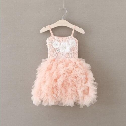 Children Flowers Dress New Arrivals Kid Fashion Yarn Bouffancy Princess Elegant Short Layered Dress