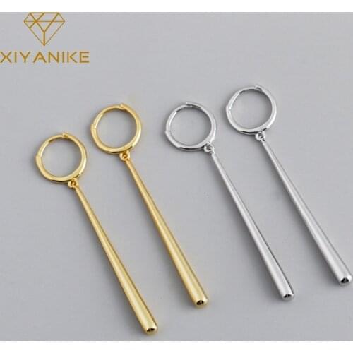XIYANIKE 925 Sterling Silver Baseball Bat-shaped Long Earring Female Fashion Temperament Retro Exaggerated Classic Hip-hop Party