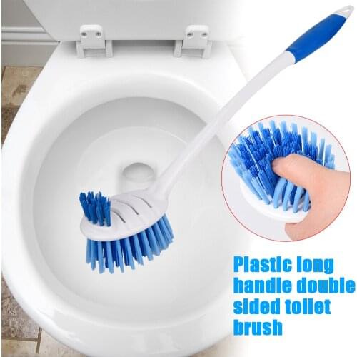 Double Sided With Hanging Hole Toilet Brush Bathroom Corner Non Scratch Scrubber Kitchen Floor Cleaning Tool Long Handle