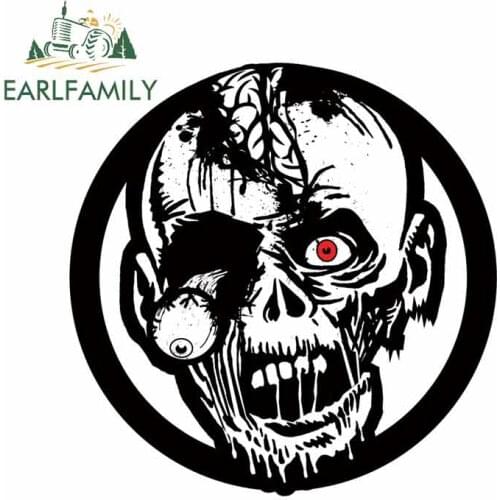 EARLFAMILY 13cm x 12.8cm For Skull Car Bumper Stickers Vinyl Material Decal Waterproof 3D Scratch-Proof Sunscreen Decoration
