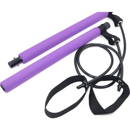 Pilates fitness yoga exercise sports Pilates bar stick and portable elastic rope pull band exercise sports fitness stick