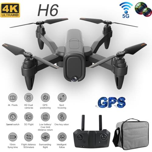 H6 WIFI FPV Drone Wide-angle Hd 4K Dual Camera Quadrotor Camera Hight Hold Mode Foldable Arm RC Quadcopter