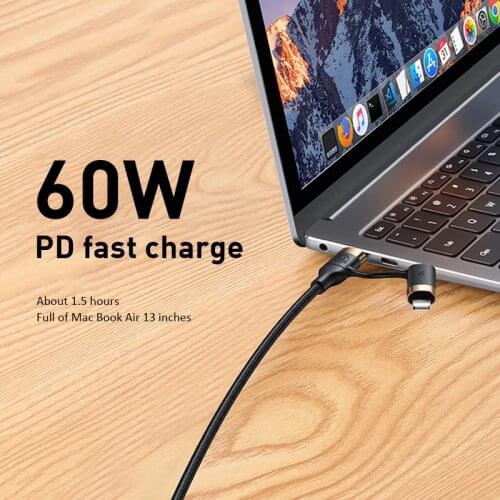 4-in-1 PD 60W Fast Charging Data Cable Wire Dual Type-c Charging Cable For IPhone X 11 12 Xiaomi Huawei Mobile Phone Cables USB