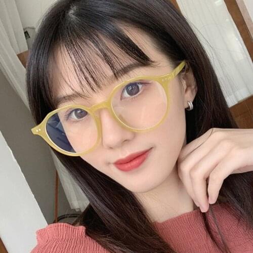 LNFCXI Classic Plastic Anti-blue Light Clear Lens Glasses Frames for Women Vintage Round Computer Game Glasses Frame Men