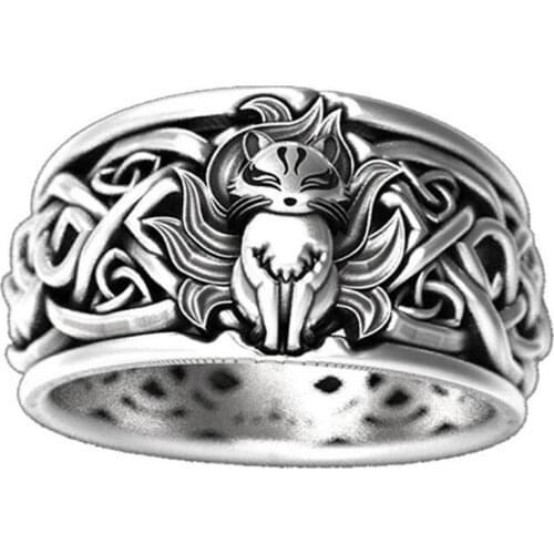 Retro Style Fox Rings Cute Animal Graphicsnarutos Men Anime Gift Fans Ring Fox Fire Jewelry Japanese Nine-Tailed Women D4S7