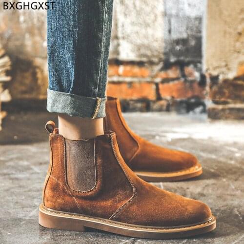 Brown Ankle Boots for Men Male Luxury Brand Shoes for Man 2021 Chelsea Boots Men Leather Shoes Mens Boots Casual Chaussure Homme