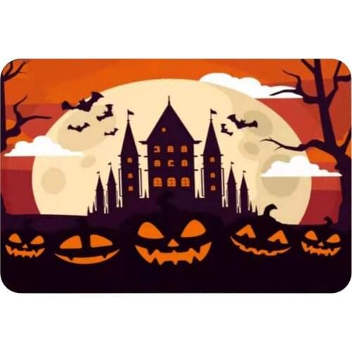 Door Mat 3D Printed Halloween Cartoon Floor Mat Lightweight Non-Slip Floor Cushion For Garden Kitchen Household Cushion