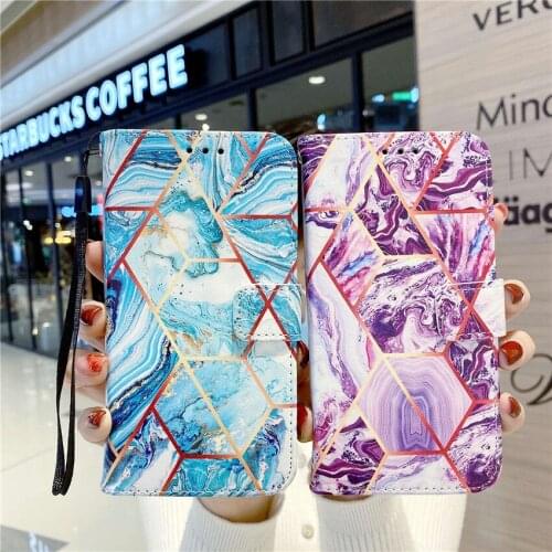Leather caseMarble Pattern Flip Wallet Leather Phone Case For Xiaomi Mi 10T Lite POCO M3 X3 NFE Redmi Note 9 9S Pro 9A Card Stan