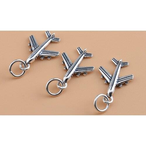 S925 Sterling Silver Thai Silver Jewelry Accessories Small Aircraft Pendant Handmade DIY Beaded Material Bracelet Necklace Penda