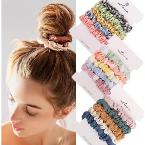 Summer Ins Hot Scrunchies Hair Ring Tie Rope Satin Candy Color Ponytail Holders Hairbands Korean Lady Grils Kid Hair Accessories
