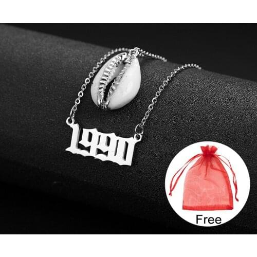 Seashell Year Custom Necklace 2 Layered Women Personalized Seashells Choker 1990 1991 1992 1993 1994 1995 1996 1997 1998 1999