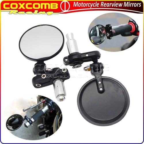 Motorcycle 7/8" Handlebar 3 inch Folding Round Bar End Rearview Mirrors For Kawasaki Suzuki Yamaha Cruiser Cafe Racer Scooter