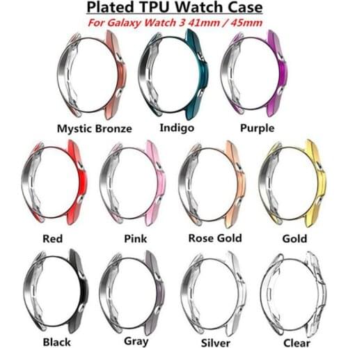 TPU Soft Frame Cover Screen Glass Protector Full Edge Shell For Samsung Watch3 Galaxy Watch 3 41mm/45mm Protective Bumper Case