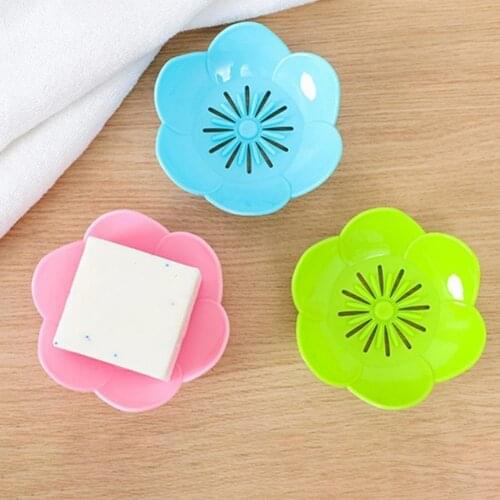 Soap Dish Anti-Slip Flower Shape PP Bar Soap Sponge Holder for Bathroom Soap Dish