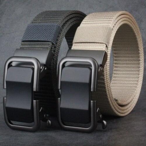 New belt mens automatic buckle mens toothless trend nylon canvas belt young people all-match casual pants belt men