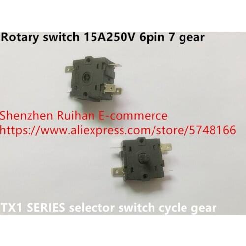 Original new 100% TX1 SERIES selector switch cycle gear 6pin 7 gear rotary switch 15A250V
