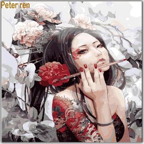 Peter ren Diamond painting DIY Crafts art Diamond embroidery portrait 5d Square & Round Diamond mosaic icon Beauty tattoo peony