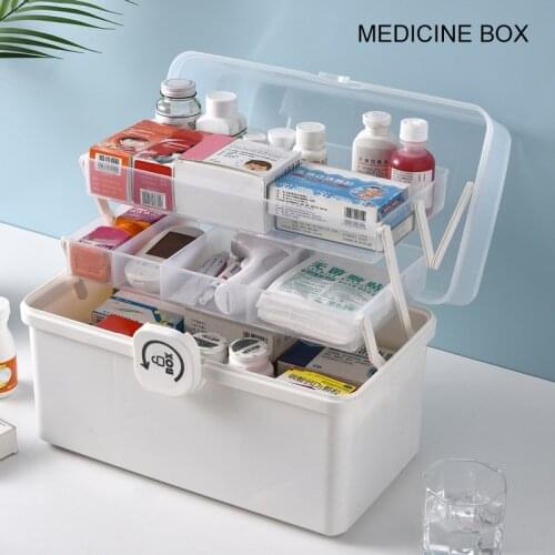 NEW 3/2 Layer Portable First Aid Kit Storage Box Plastic Multi-Functional Family Emergency Kit Box with Handle