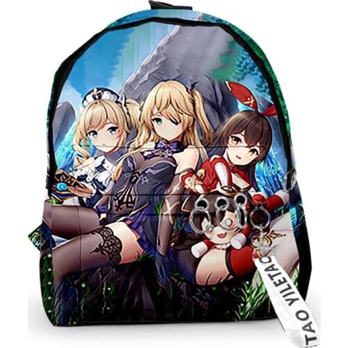 3D Printed Backpack Genshin Impact Teenager Students Schoolbag Primary Middle School Students Travel Waterproof Oxford Schoolbag