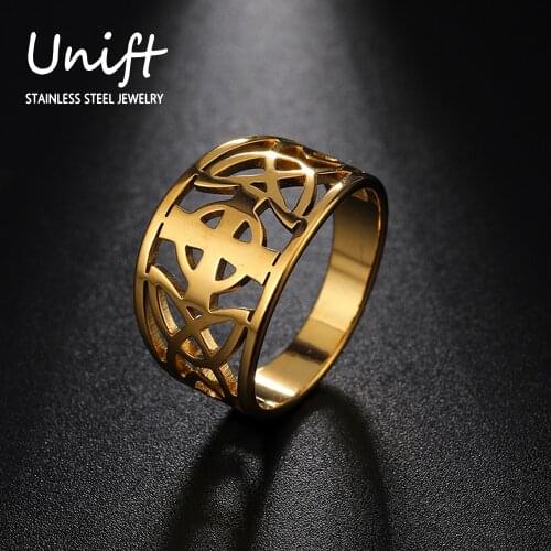 Unift Vintage Stainless Steel Unisex Ring North Amulet Cross Jewelry Irish Knot Charm Accessories Anniversary Party Gift
