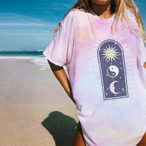 Vintage Summer Graphic T Shirts Womens Loose T Shirt Ladies Tops Tie Dye Printed Short Sleeve Shirt Women Plus Size Pullover