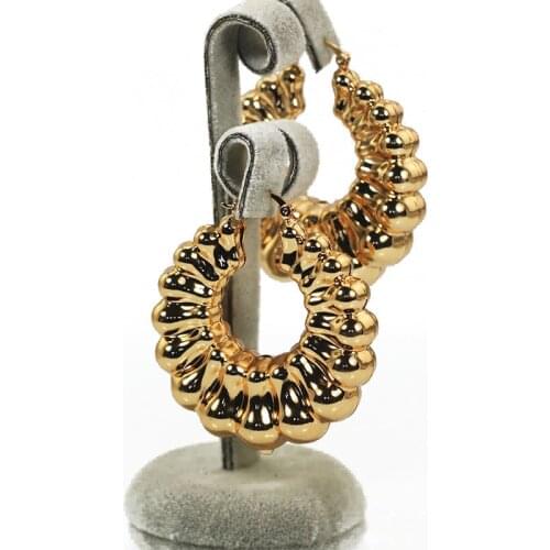 High Quality Big Gold Hoop Earrings Women Gold Copper Earrings Accessory Engagement Wedding Bridal Jewelry EA108