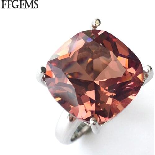 FFGems Big Stone Zultanite Rings 925 Silver Sterling Stone Color Change Rose Gold Plated Fine Jewelry For Women Party Gift Box