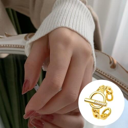 Simple Opening Adjustable Geometric G Letter Index Finger Ring for Women Popular Personalized Creative Chain Rings