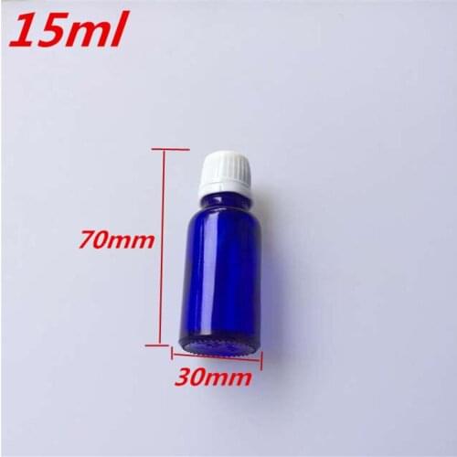 10 pcs 30x70 mm Dark Blue Glass Bottles With White Plastic Cap&Plugs DIY 15 ml Empty Essential Oil Perfume Glass Bottles