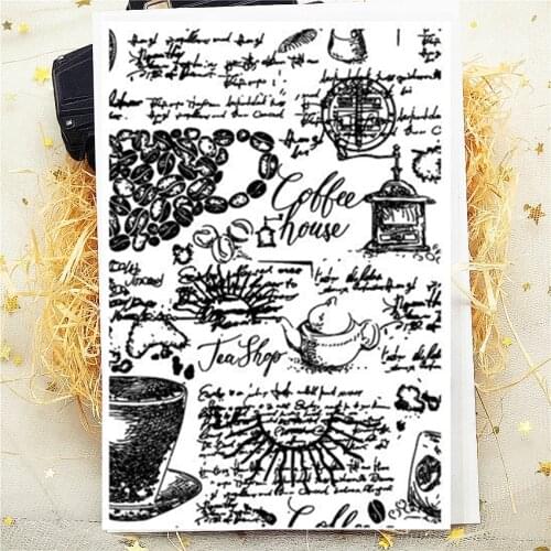 20Pcs 11*16CM Coffee Bean Text Transparent Clear Stamp Silicone Stamp/Seal DIY Scrapbooking/Photo Album Stamp Sheets Bulk Deals