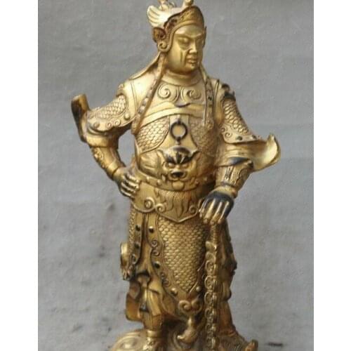 26CM Bronze Gilt 4 Great Heavenly Kings God Immortals Bodhisattva Buddha Statue