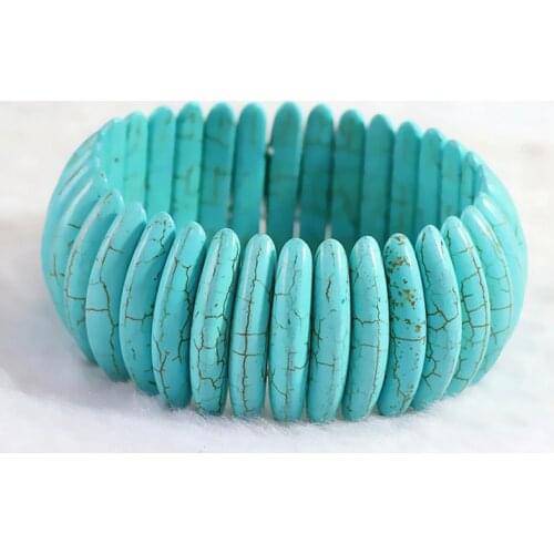 29*5mm unique blue calaite turquoises stone beads Punk style diy bracelets bangles for women charms jewelry 7.5inch B314
