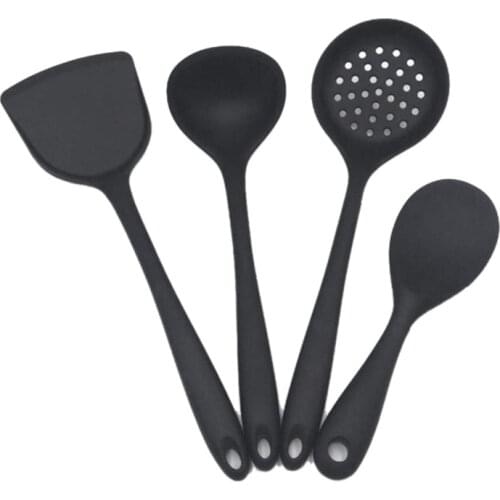 Silicone Kitchen Utensils 4 Pack,Silicone Nonstick Cooking Utensils,Turner Spatula,Skimmer,Ladle and Spoon Spatula