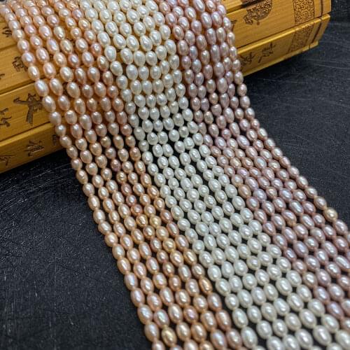 High Quality AA Grade Natural Freshwater Pearl 3.8mm Rice Shaped Beads DIY Jewelry Making Fashion Necklace Jewelry Accessories