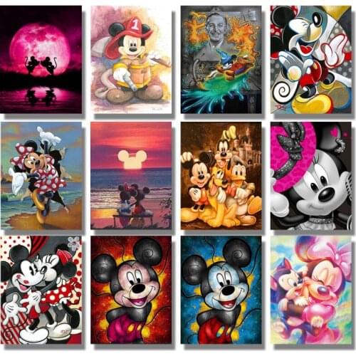 Disney Mickey Animation Plaza Kindergarten Wall Art Picture Print Forest Animal Painting Nordic Kids Baby Bedroom Decoration