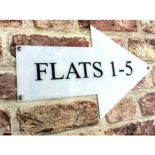 House number Custom Arrow Direction Sign Plate Number Name White Weatherproof 30 x 20 Door sign