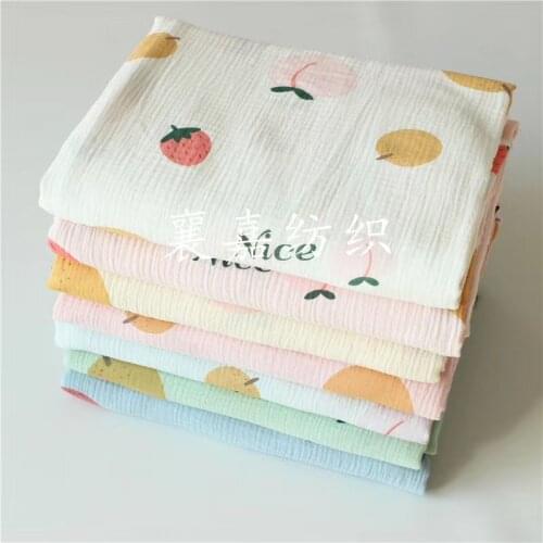 Double Layer Gauze Printing Childrens Clothing Fabric Seersucker Anti Mosquito Pants Pajamas Cotton Fabric